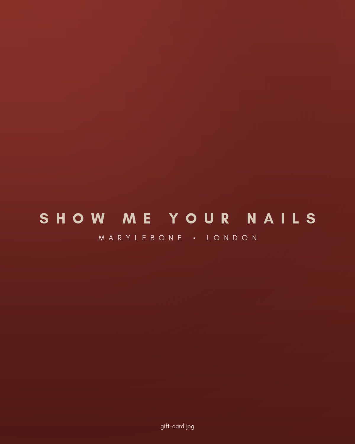 A Show Me Your Nails gift card in its terracotta envelope